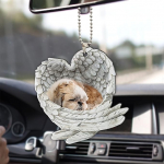 Talataca Shih Tzu Shitzu Sleeping Angel Wings Animal Pet Dog Farmhouse 2D Flat auto tahavaatepeegel tarvikud j&otilde;ulupuu ornament kaunistus rippuvad Charm siseruumides tagumise vaatepildi ripats Decor