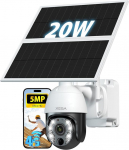 Xega 5MP【10X Optischer Zoom】4G LTE &Uuml;berwachungskamera Aussen mit SIM Kart 24/7 Aufnahme 20W Solarpanel PTZ Kamera Kabellos mit 30,000mAh Akku ohne WLAN Personenerkennung 100ft Farbnachtsicht IP65