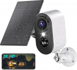 PESAIR 2K Outdoor Camera with Wi-Fi, Solar, 2-Way Audio, PIR, IP65 (Silver)