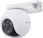 EZVIZ Wi-Fi 360&deg; PTZ v&auml;livaatluskaamera 3 x 4MP objektiiviga, 12 h&uuml;briidzoom, automaatne zoomi j&auml;lgimine, AI tuvastamine, 20 m v&auml;rviline &ouml;&ouml;n&auml;gemine, H.265, 2-suunaline heli, IP67 ilmastikukindel, H80f