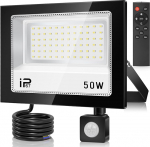 50W LED-punktivalgusti koos liikumisanduriga v&auml;ljas, 5000LM 7000K Super Bright Floodlight, IP67 veekindel esilatern koos kaugjuhtimispuldiga, Cool White Outdoor Spotlight aeda, garaaži, spordiv&auml;ljakule, &otilde;uealale