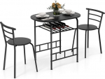 COSTWAY S&ouml;&ouml;gitoa komplekt 3-osaline s&ouml;&ouml;gilaud 2 tooliga, s&ouml;&ouml;gitoa laud koos riiuliga, s&ouml;&ouml;gitoa grupi metallraam, istumiskomplekt, ruumi s&auml;&auml;stev, s&ouml;&ouml;gitoa, k&ouml;&ouml;gi, baari laudade komplekt (must)