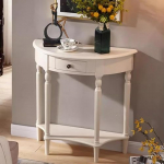 Konsolentische, schmale Beistelltische aus Glas f&uuml;r Flur und Wohnzimmer, Konsolentisch mit Schublade, halbkreisf&ouml;rmiges Sideboard aus Massivholz f&uuml;r Wohnzimmer, Foyer und Veranda - viktorian
