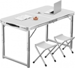 Tragbarer faltbarer Picknicktisch, h&ouml;henverstellbar, f&uuml;r den Innen- und Au&szlig;enbereich, perfekt f&uuml;r K&uuml;che, Catering, Buffet, Garten, Camping, mit Tragegriff