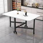 Klapptisch Drop Leaf 3 Klappbarer Esstisch, zusammenklappbarer Esstisch mit 6 R&auml;dern, platzsparender ausziehbarer vielseitiger Tisch, f&uuml;r K&uuml;che, Wohnzimmer, Wohnung (Farbe: Stil 4,