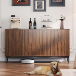 Soweiz Sideboard tumedast marmoreeritud tammepuust, 3 sahtlit, k&ouml;&ouml;gikapp, &uuml;heosaline v&auml;ljal&otilde;ige, kaasaegne dekoratiivne kapp k&ouml;&ouml;ki, elutuppa, esikusse, 150 x 40 x 80 cm.