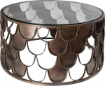 Riess Ambiente Industrial Coffee Table Abstract 60 cm Antique Brass in Fish Scale Design Living Room Table