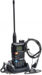 QUANSHENG UV-5RPLUS raadio 5W Walkie Talkie pikamaa laetav k&auml;siraadio t&auml;iskasvanutele Politsei raadio FM, NOAA, C-t&uuml;&uuml;pi laadimine, 200 kanalit (UV-5RPLUS koos D-kujuliste k&otilde;rvaklappidega)