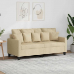 2-Sitzer diivan Creme Modern Stoff 140 cm Breit Bequem Wohnzimmer Sitzgruppe Relaxen Lesen Fernsehen Langlebig Strapazierf&auml;hig
