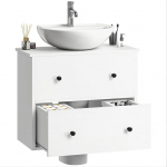 YITAHOME seinale paigaldatav vannitoakapp, 60 cm lai, vannitoakapp 2 sahtliga, seinale paigaldatav vannitoakapp, seinale paigaldatav, 60 x 30 x 50 cm, valge