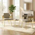 Hellove Sametist garderoobitool koos pehmendusega, 2 moodsa polsterdatud tooli komplekt koos k&auml;etoega, elegantne meigitool, kuldsed metalljalad, l&otilde;&otilde;gastav tool, klubitool, prantsuse, mugav eluasemele