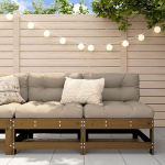 Modulares Gartensofa Kiefernholz als Garten-Ecksofa aus Massivholz Kiefer f&uuml;r die Terrasse mit massivem Kiefer Gartenm&ouml;bel Set in Latten-Design 2 STK.