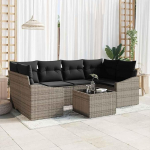 Generisch Sofa Set mit Kissen mit Kissen 7 pcs Grau Poly Rattan,M&ouml;bel,Gartenm&ouml;bel,Gartensitzm&ouml;bel,Gartensofa,58.4KG,3346619