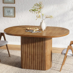 Tribesigns Ovaalne s&ouml;&ouml;gilaud, rustikaalne k&ouml;&ouml;gilaud puidust alusega 4 inimesele, v&auml;ike s&ouml;&ouml;gilaud s&ouml;&ouml;gituppa, k&ouml;&ouml;ki, elutuppa, 120 x 70 x 75,5 cm, pruun