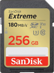 SanDisk Extreme SDXC UHS-I m&auml;lukaart 256GB (V30, 180MB/s &uuml;lekanne, U3, 4K UHD videod, SanDisk QuickFlow tehnoloogia, veekindel, l&ouml;&ouml;gikindel, temperatuurikindel)