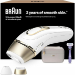 Braun IPL Silk-Expert Pro 5 karvade eemaldamise seade p&uuml;sivalt n&auml;htavate karvade eemaldamiseks, Venus raseerija ja kott, alternatiiv laser-karvade eemaldamisele, kingitus naine, PL5157, valge/kuldne