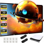 Leinwand Beamer 100 Zoll | 16:9 HD Faltbare Beamer Leinwand Outdoor | Dickerer, Lichtdichterer Projektor Leinw&auml;nde | Knitterfrei und Leicht zu Tragen - Besonders Geeignet f&uuml;r Outdoor, Camping, Zuhause