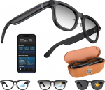 AI Smart Brille mit Kamera und Ladeetui, 8MP 1200P HD Kamera Brille f&uuml;r Foto Video Audio Aufnahme, Echtzeit&uuml;bersetzung, Sprachassistent - Photochrome Linsen f&uuml;r Reisen & Vlogging (Braun)