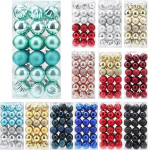 36 t&uuml;kki Teal Christmas Baubles Ornaments for Christmas Tree 6cm Plastic Shatterproof Christmas Ornaments Ball v&auml;rvid ja Glitter Christmas Party Decoration koos konksud (juhuslik v&auml;rv)