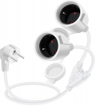 Schuko pikenduskaabel l&uuml;hike Schuko topeltpistikukaabel 16 A 250 V pikenduskaabel 2 kuni 1 l&uuml;hike kaitsekontaktiga pikenduskaabel 2-kordne kodumasinatele, kontorile (valge 1,5 m)