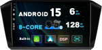 SXAUTO Android 15-6G+128G - Autoradio VW Passat B8 Magotanile (2016-2020) - Traadita CarPlay Android Auto - Kaamera + mikrofon - DAB roolijuhtimine Dual Band WiFi Fast Boot DSP - 2 DIN IPS 10.1 tolliga