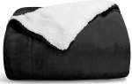 WAVVE Cuddly Fluffy Blanket, must, soe Sherpa tekk, 230 x 270 cm, suur paks diivanitekk ja tekk, hiiglaslik pehme fliisist tekk, diivanitekk voodisse ja diivanile.