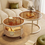 Nesting Couchtisch Set mit Rollen und Aufbewahrungskorb, einfache Montage f&uuml;r Wohnzimmer und B&uuml;ro