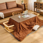 Kotatsu k&uuml;ttelaua komplekt 80/120 cm Jaapani talveahju futonlaudade komplekt 4-osaline mugava vaibaga Kotatsu k&uuml;ttelaua (oranž, 80 x 120 x 41 cm)