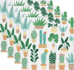Stoff-Tischsets, waschbare Tischsets f&uuml;r Esstisch, 4er-Set,Blumentopf Kaktus Tropische Pflanzen Blume