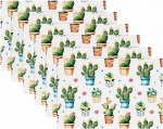Stoff-Tischsets, waschbare Tischsets f&uuml;r Esstisch, 6er-Set,Kaktus T&ouml;pfe Sukkulenten Blumen