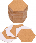QUARKZMAN Pack of 50 Self-Adhesive Cork Coasters, 87 x 100 x 1.5 mm, Cork Mats, Cork Tiles, Cork Underlays, Mini Wall Cork Board for Coasters and DIY Crafts, Hexagon