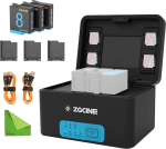 ZGCINE PS-G10 Combo laadimiskohver koos 3 akuga GoPro Hero 8/7/6/5 jaoks, akulaadija kast GoPro Hero 10/9/8/7/6/5 akudele, USB-C PD sisendiga, USB-C PD v&auml;ljundiga ja USB-A v&auml;ljundiga.