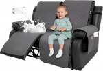 Diivanikatted 2 istekohale koos kotiga - veekindel m&ouml;&ouml;bli kaitsja Libisematu tugitool Slipcovers Pehme pestav diivanikattevahendid Recliner toolile reguleeritavate rihmadega (tumehall)