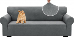YSTELLAA Stretch diivanikate 3 istekohaga, diivanikaitsja libisemiskindel koos k&auml;etugedega, universaalne Jacquard diivanikate, paks diivanikate koertele, kassidele ja lemmikloomadele, pestav diivanikate, helehall