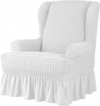 Fashion Wingback Chair Covers koos seelikuga, Stretch Wing Chair Slipcover Seersucker Diivan Covers Non-Slip Diivan Kaitsja elutuba (v&auml;rv : valge, suurus : 1 Pices)