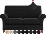 ZNSAYOTX Pack of 3 Loveseat Covers for Living Room Non-Slip Stretch Couch Covers for 2 padjad Diivan Pets Dog Diivan Protective Cover Machine Washable Furniture Protector (Black, Loveseat)