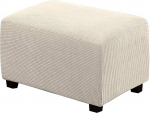 Stretch Ottoman Slipcover Stretch Storage Ottoman Slipcover Protector Spandex Elastic Rectangle Footstock Sofa Slip Cover for Footrest Stool Furniture In Living Room (Natural, X-Large)