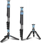 SIRUI P-325FL Carbon Fiber Monopod with Feet, 170cm Professional Monopod, Portable and Lightweight Camera Tripod for DSLR Cameras, Max Load 10kg