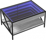 vidaXL kohvilaud Infinity LED-iga, metallist jalgadega k&uuml;ljelaud, kohvilaud elutuppa, diivanilaud, teelaud, hall Sonoma puitmaterjaliga