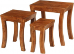 3-osaline laudade komplekt t&auml;ispuidust akaatsia mesi pruun 50 x 35 x 50 cm - rustikaalsed virnastatavad lauad elutuppa, magamistuppa, terrassile - ei vaja kokkupanekut, ruumi s&auml;&auml;stev disain.
