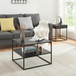 [en.casa] Solund kohvilaud riiuliga metallist must matt elutoa laud hoiuruumiga 60 x 60 x 45 cm diivanilaud ristk&uuml;likukujuline kohvilaud