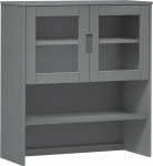 vidaXL Highboard Top, kapi lisa 3 riiuliga, 2 klaasuksega, UV v&auml;rviga k&uuml;ljeplaadi lisa, lisad k&uuml;ljeplaadi kapp, hall massiivne m&auml;nnipuit