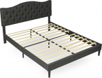 MEUBLE COSY polsterdatud kaheinimesevoodi 140 x 190 cm voodiraam peaplaadiga, lamelliraam, puidust lamellitugi, kangas, hall
