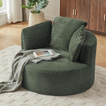 Bladez Single Chair, &uuml;mmargune Corduroy lamamistool, kaasaegne diivan tool ilma kokkupanekuta, Cloud Chair, Corduroy 1 iste, Single diivan, kohev lamamistool elutuppa, magamistuppa, roheline