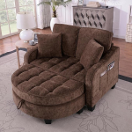Diivan magamisfunktsiooniga, Chaise Longue, 2-in-1 diivanvoodi, panipaigaga ja 4 padjaga, v&auml;ikesesse elutuppa, &otilde;ppetuppa, magamistuppa, 132 x 129 x 93 cm (kohv)