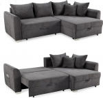 15202 Corduroy nurgadiivan B 236 x S 160 x K 81 cm koos magamisfunktsiooniga ja voodikastiga, tasku k&auml;etugede sees, L-kohver koos Osmaniga, pikendatav, vasakule v&otilde;i paremale paigaldatav kate Corduroy kangas, hall v&auml;rvusega