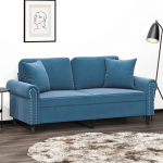 Hommdiy Diivan, Diivan dekoratiivsete padjadega, Lounger diivan elutuppa, polsterdatud diivan, tugitool, l&otilde;&otilde;gastav diivan, Lounge diivan, samet diivan, sinine, 140 cm.