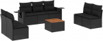 8-teiliges Gartensofa Set Schwarz Poly-Rattan 110 kg pro Sitz Akazienholz-Tisch 55 x 55 cm Modernes Design Modular f&uuml;r Balkon Terrasse und Garten 8-teiliges Gartensofa Set Schwarz Poly-Rattan 110 kg pro Sitz Akazienholz-Tisch 55 x 55 cm Modernes Desi ...