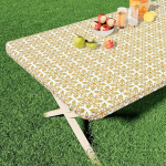 misaya Vinyl laudlina Ristk&uuml;lik Retro ruuduline laudlina 72x30 tolli veekindel libisemiskindel lihtne p&uuml;hkida sobib 6ft klapplaudadele piknikuks telkimiseks v&auml;ljas kuldne