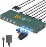 HDMI KVM l&uuml;liti 4 PC 1 monitor 4K @ 60Hz KVM l&uuml;liti (3 x USB 3.0+ USB C port) 4 arvutile, mis jagavad monitori, klaviatuuri, hiire, 4 sisse 1 v&auml;lja, adaptiivne EDID, koos lauaarvuti kontrolleriga